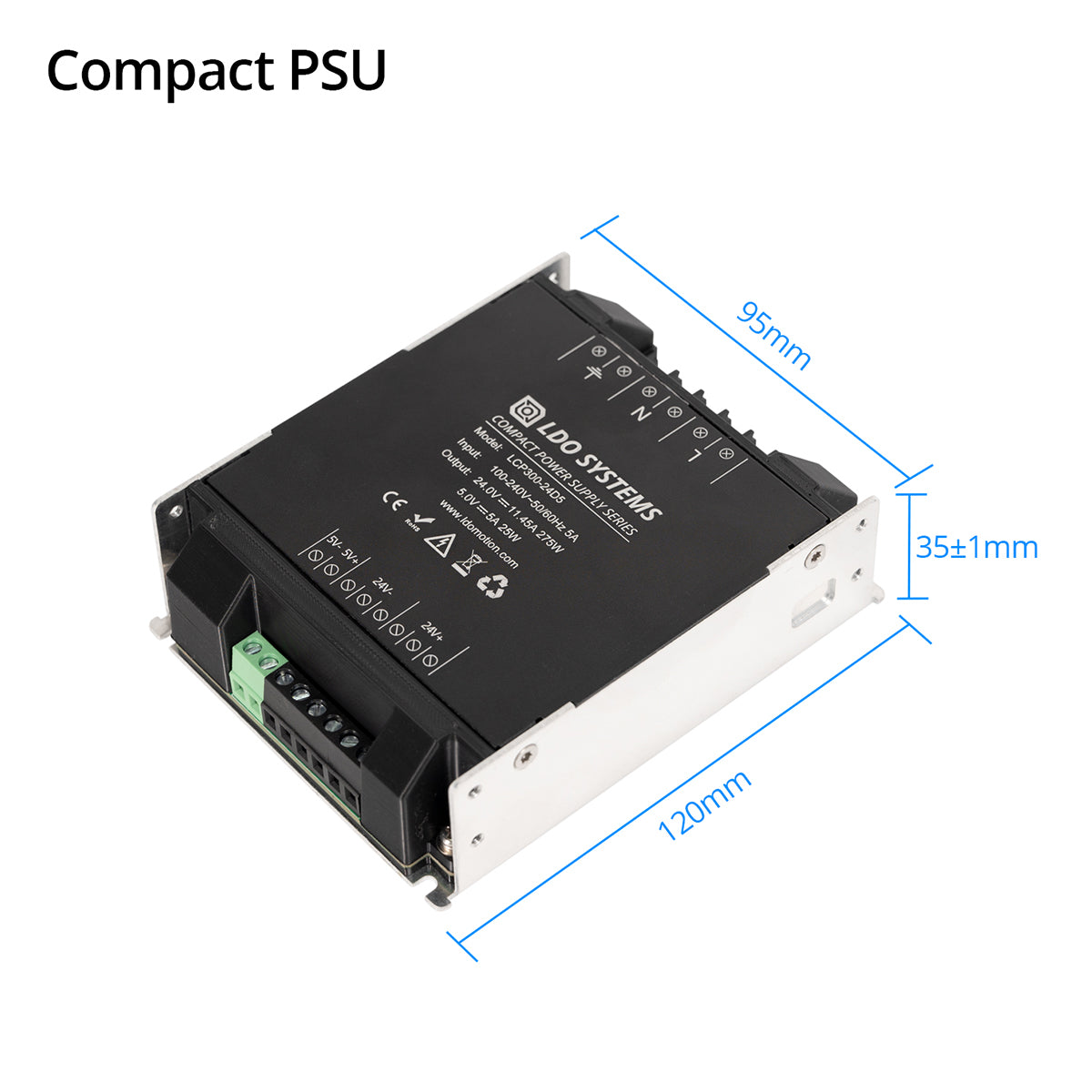 LDO LCP300‑24D5 24V & 5V Power Supply for 3D Printers